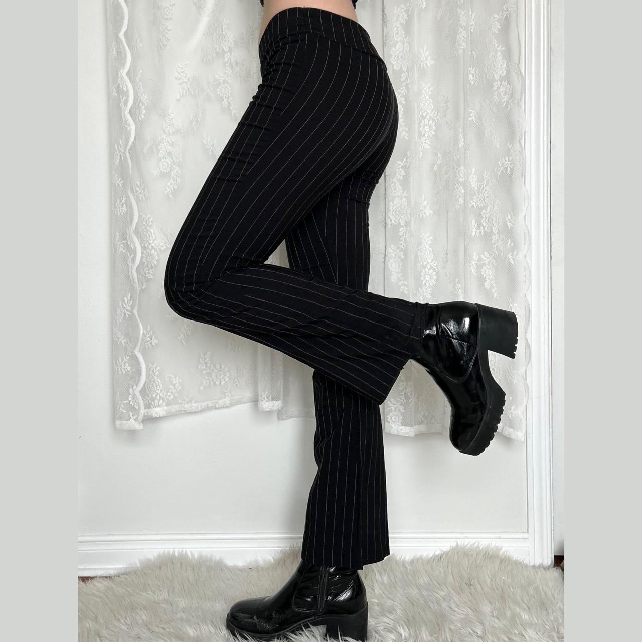 Y2K 2000s Office Siren Low Rise Black Pinstriped | Depop