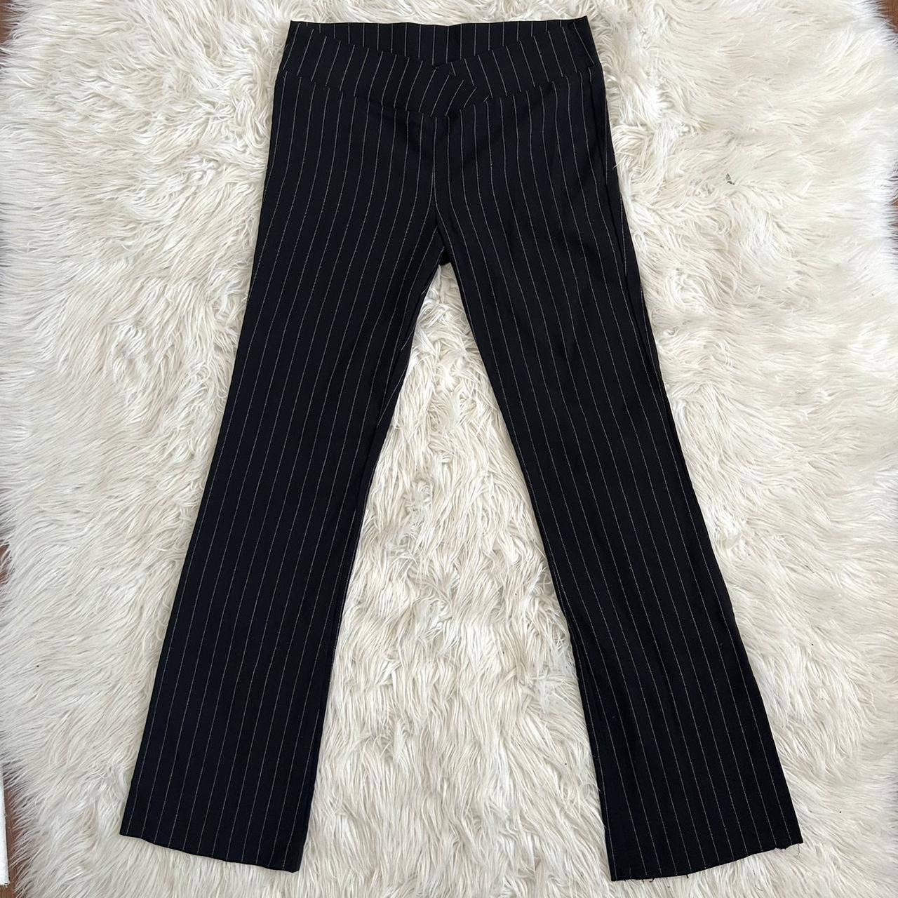 Y2K 2000s Office Siren Low Rise Black Pinstriped | Depop