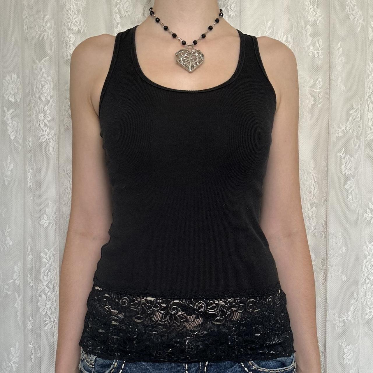 Trashy Y2K 2000s Black Tank Top With Lace Trim The | Depop