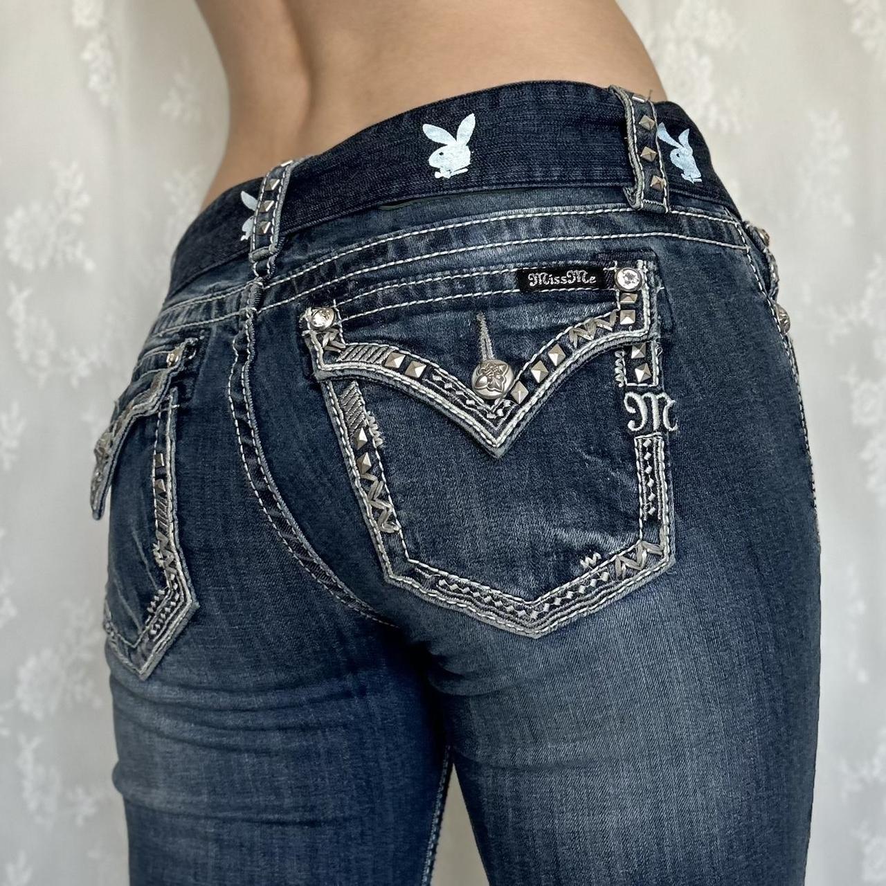 Playboy Women's All Over Rabbit Denim Pants | Depop
