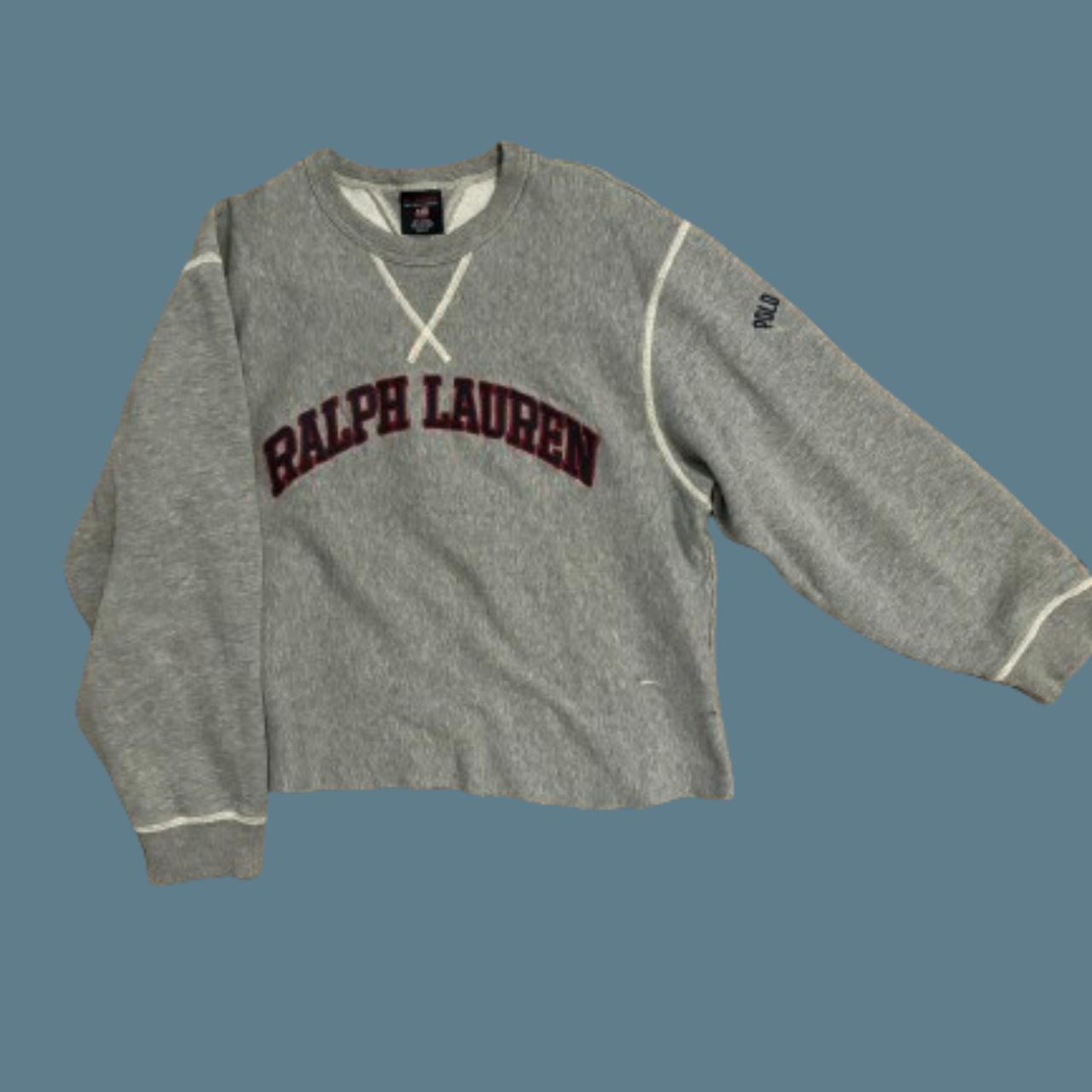 vintage cropped ralph lauren sweater has some… - Depop