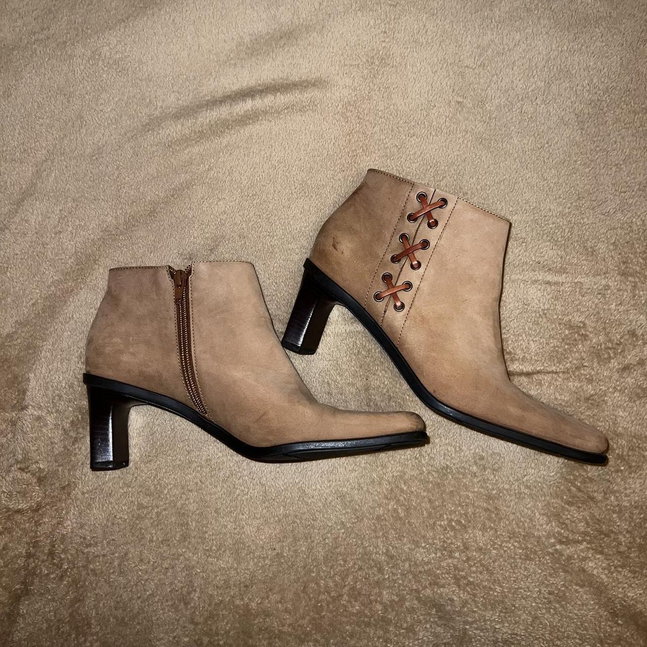 Tan Leather Etienne Aigner Boot Heels from the Depop