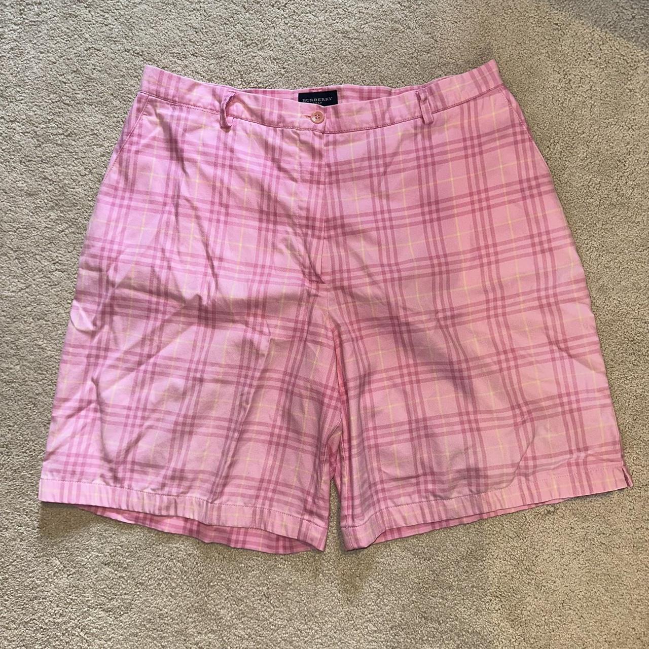 Pink Plaid Burberry Golf Shorts UK Size 14 Fits