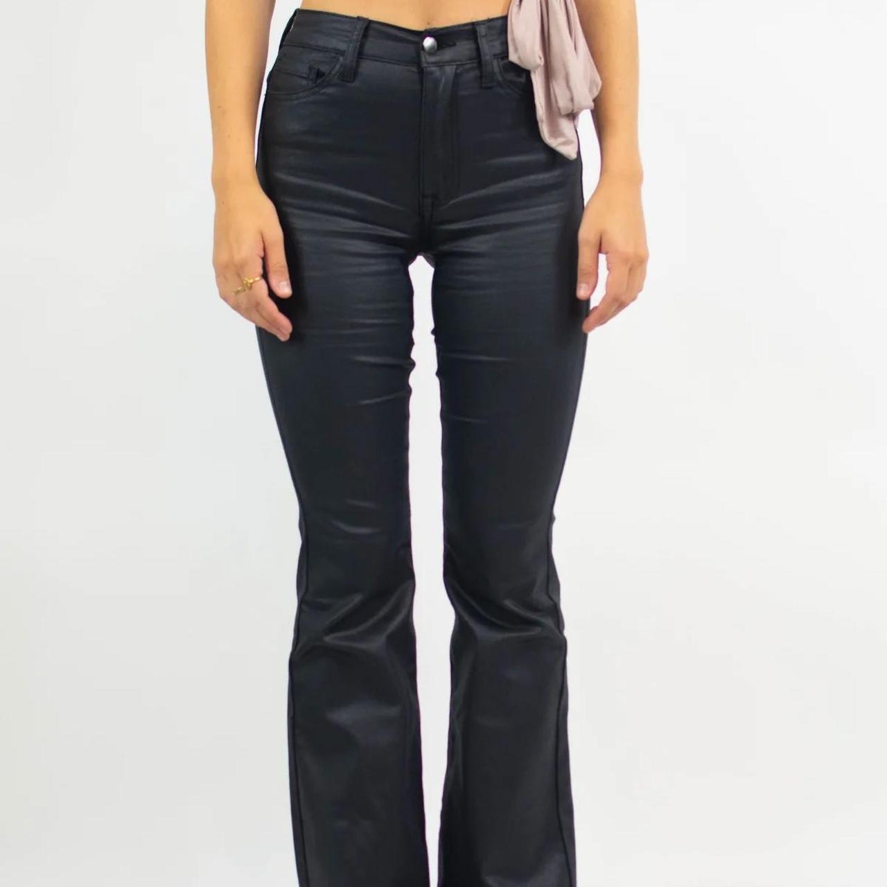 GREY BANDIT LEATHER PANTS! Black and boot cut super... Depop