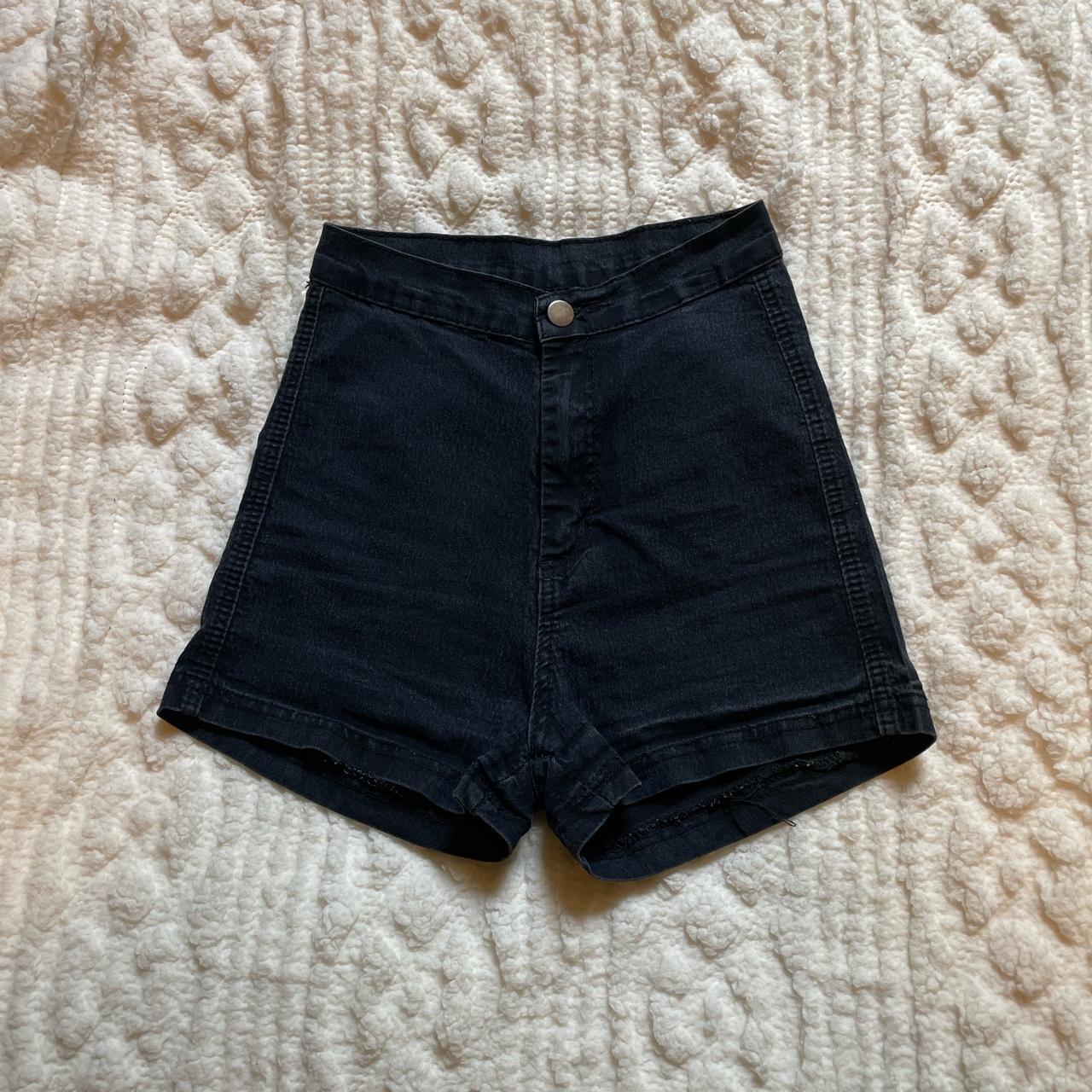 black high-waisted shorts. - size XS or 0 - brand is... - Depop