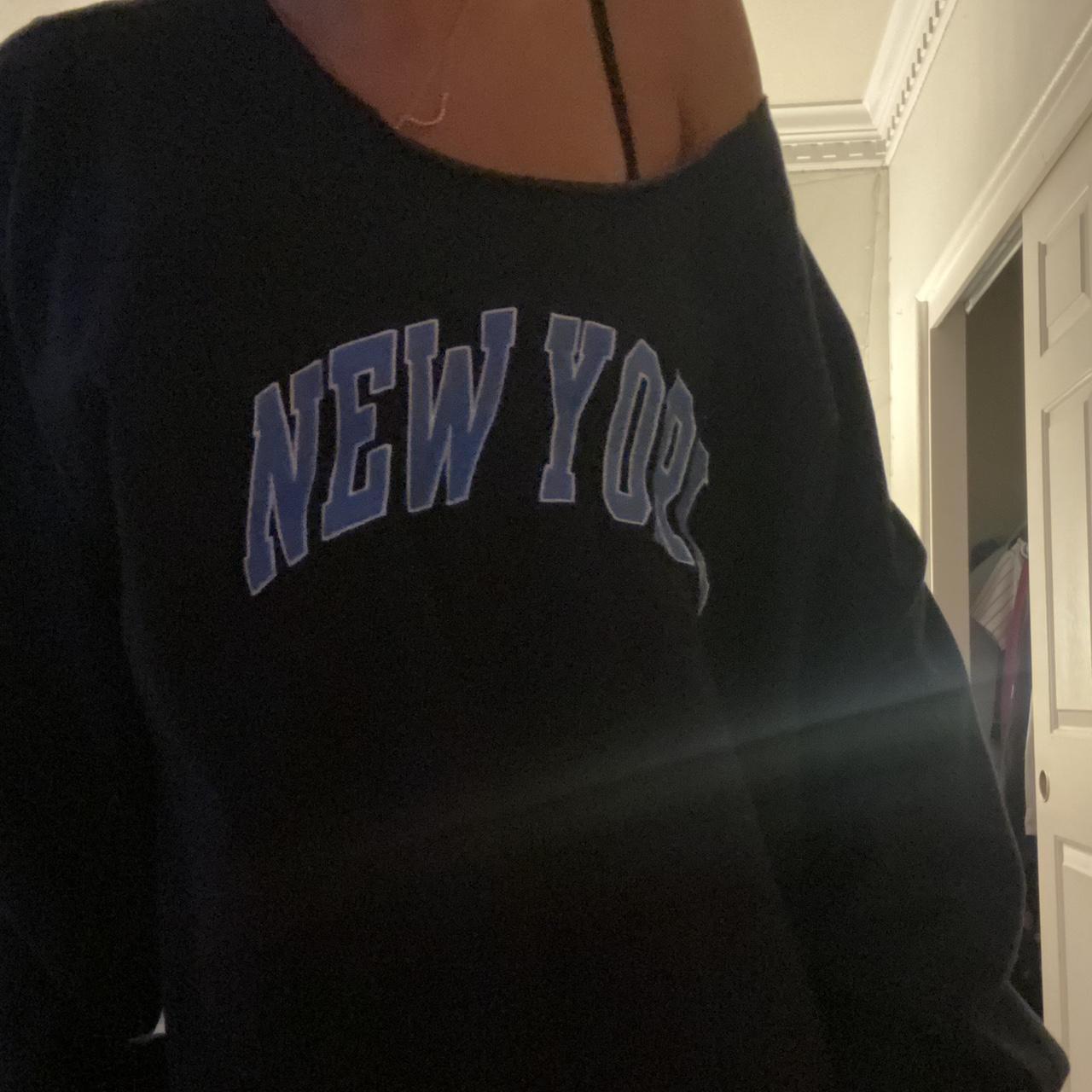 Brandy Melville, navy New York, cut crew neck, size m/l Depop