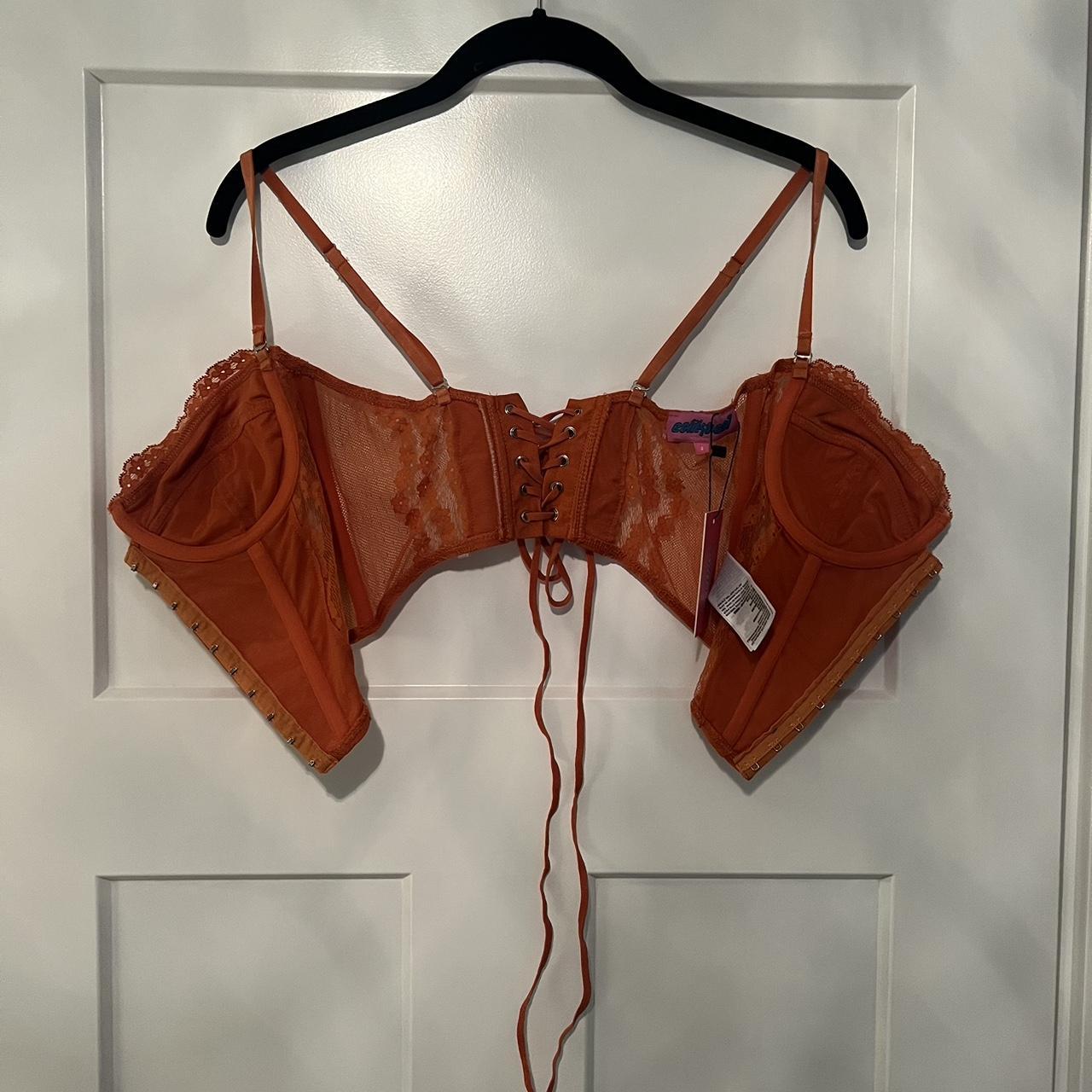 Edikted strappy corset cami crop top in orange, Size