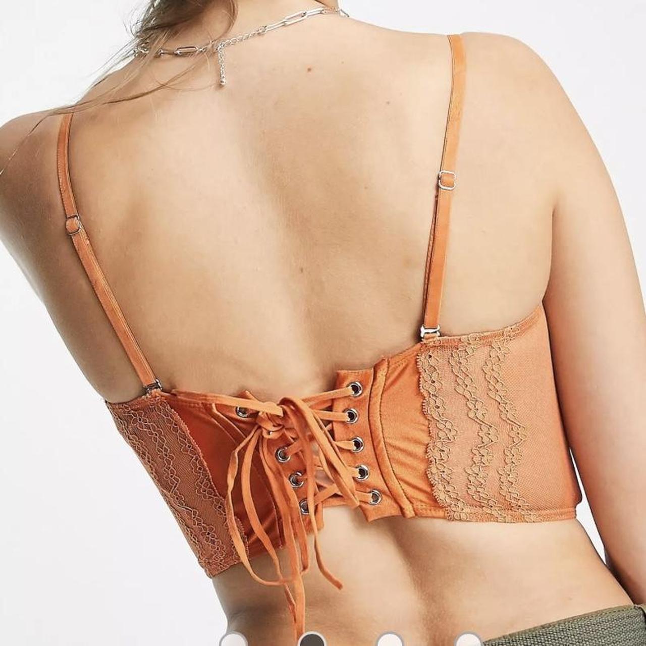 Edikted strappy corset cami crop top in orange Size - Depop