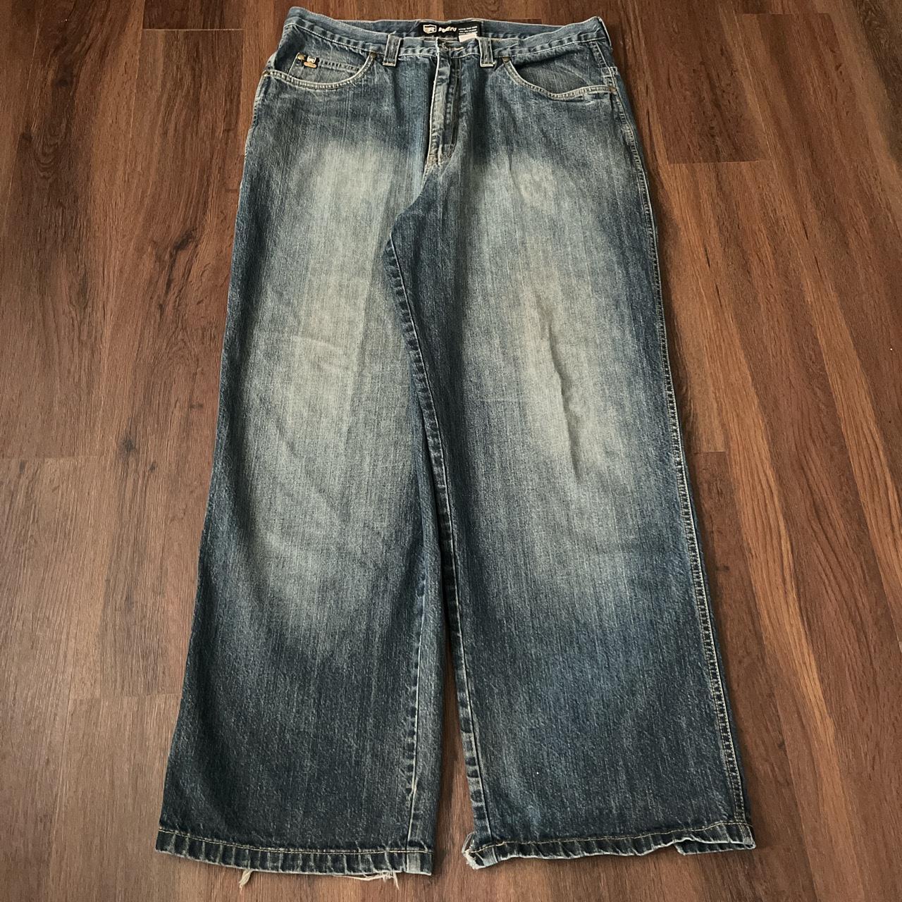 JNCO Men's Blue and White Jeans | Depop