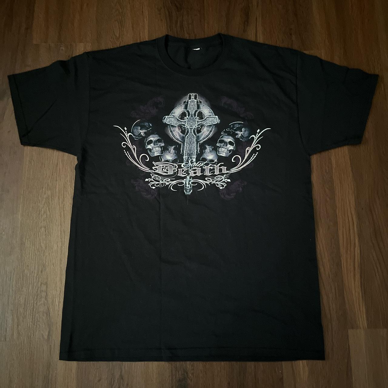 vintage y2k affliction styled saint death shirt... - Depop