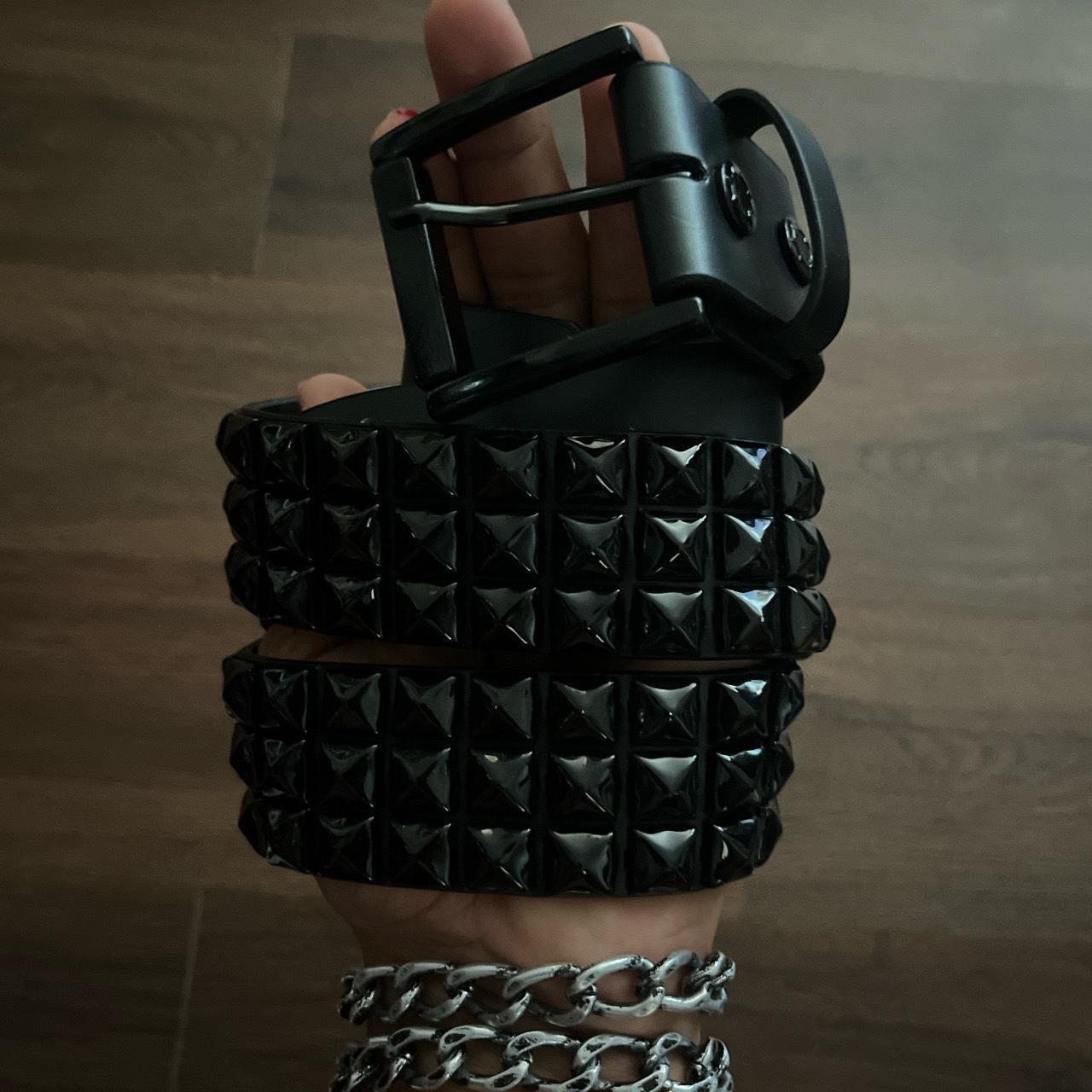 black studded belt cool studded black belt perf... Depop