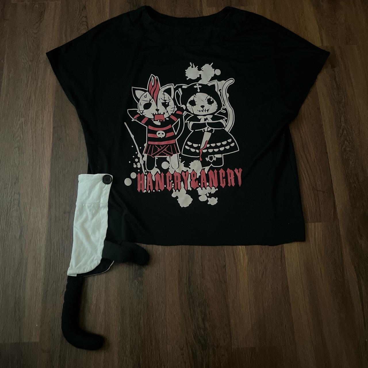 hangry and angry by h.naoto cat tee cropped and... - Depop