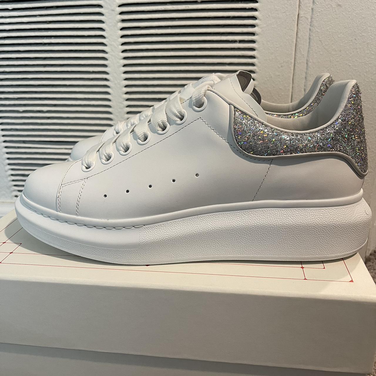 Alexander mcqueen silver sneakers best sale