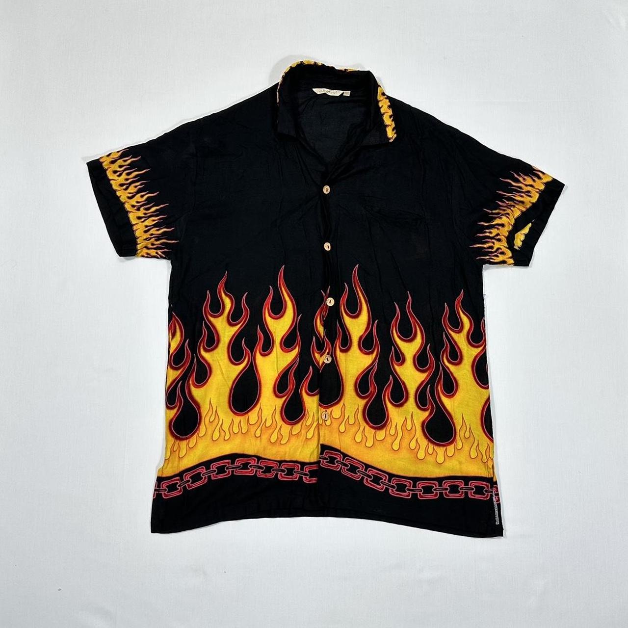 Hell Flame Shirt Vintage 00s Hell Flames Grunge... - Depop