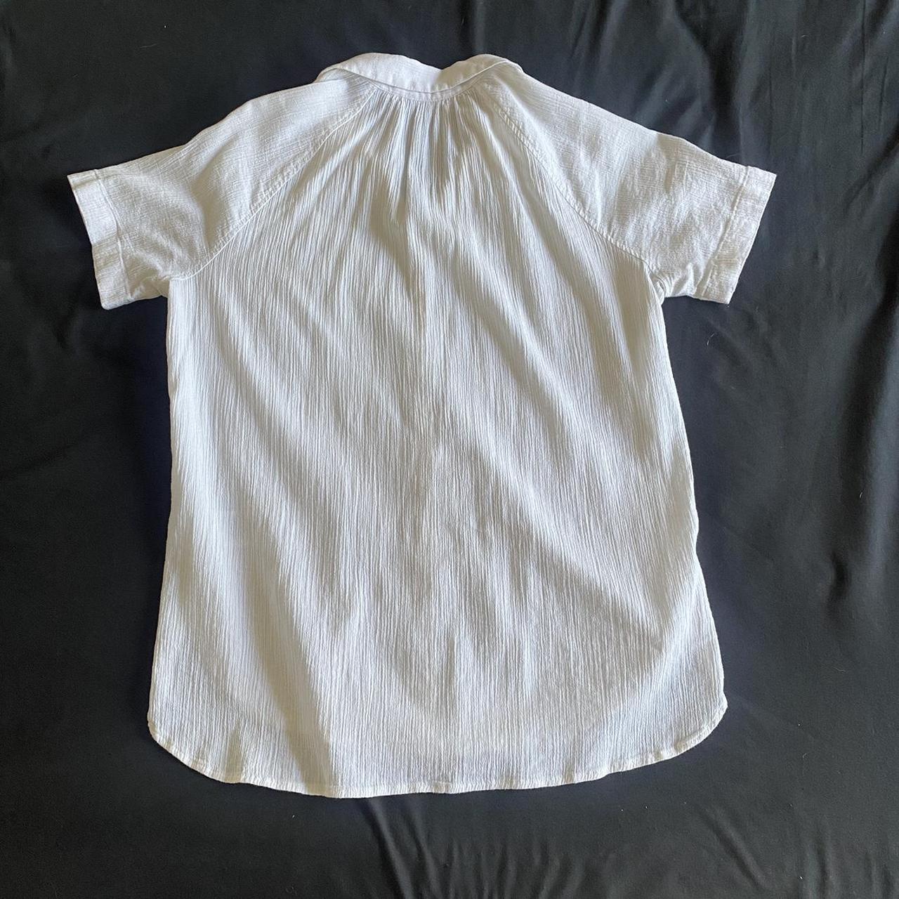 Madewell linen blend white shirt sleeve button up... - Depop