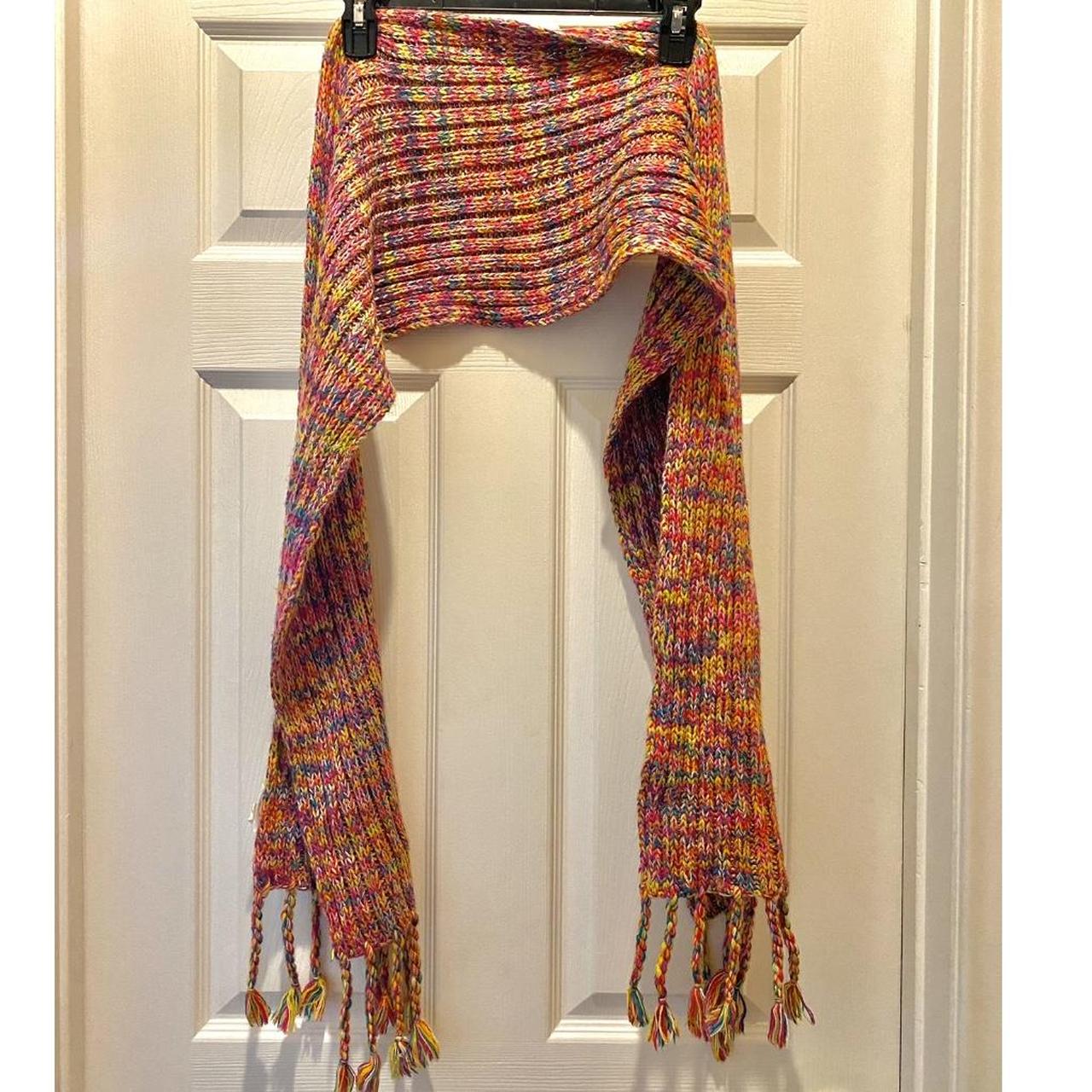 rainbow knit thick scarf! in excellent