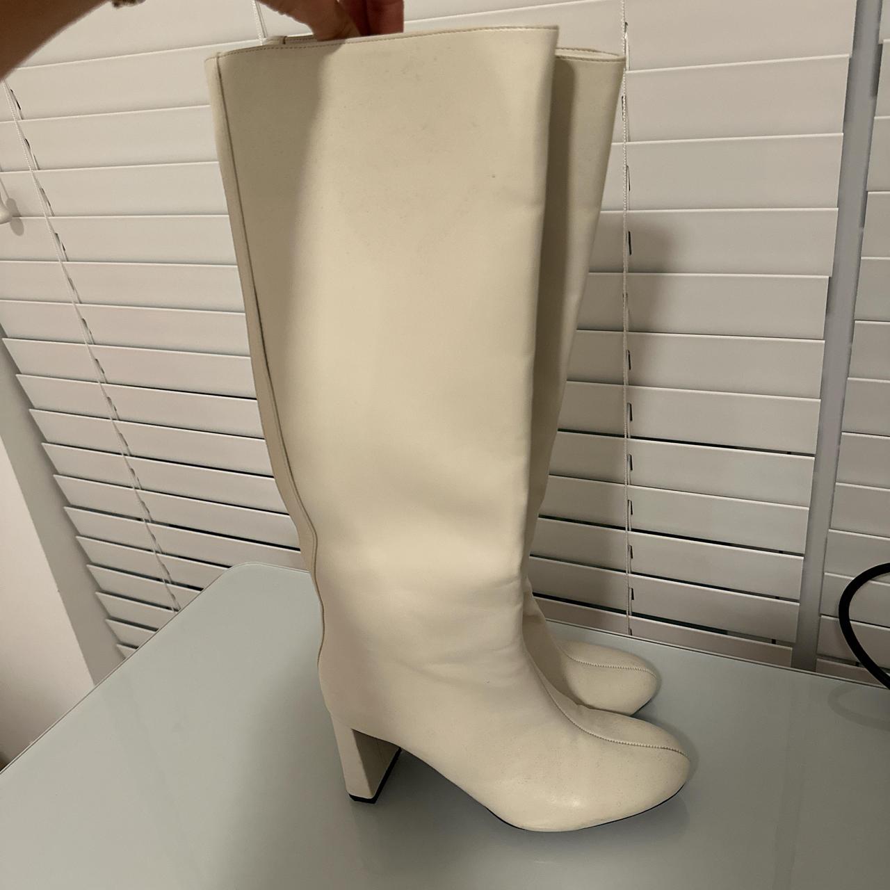 White zara-knee-high-boots - Depop
