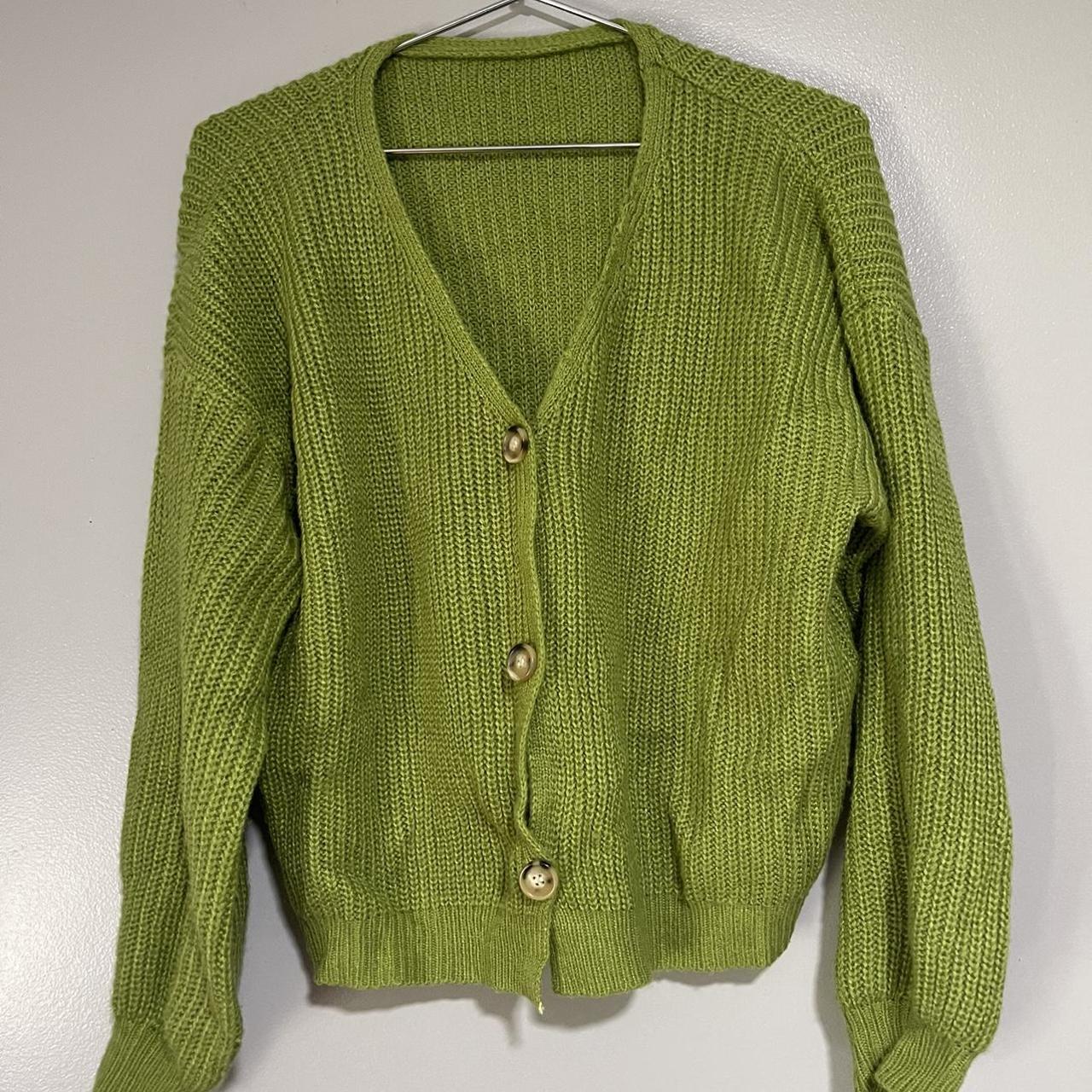 Green knit button up cardigan No flaws!!! - Depop