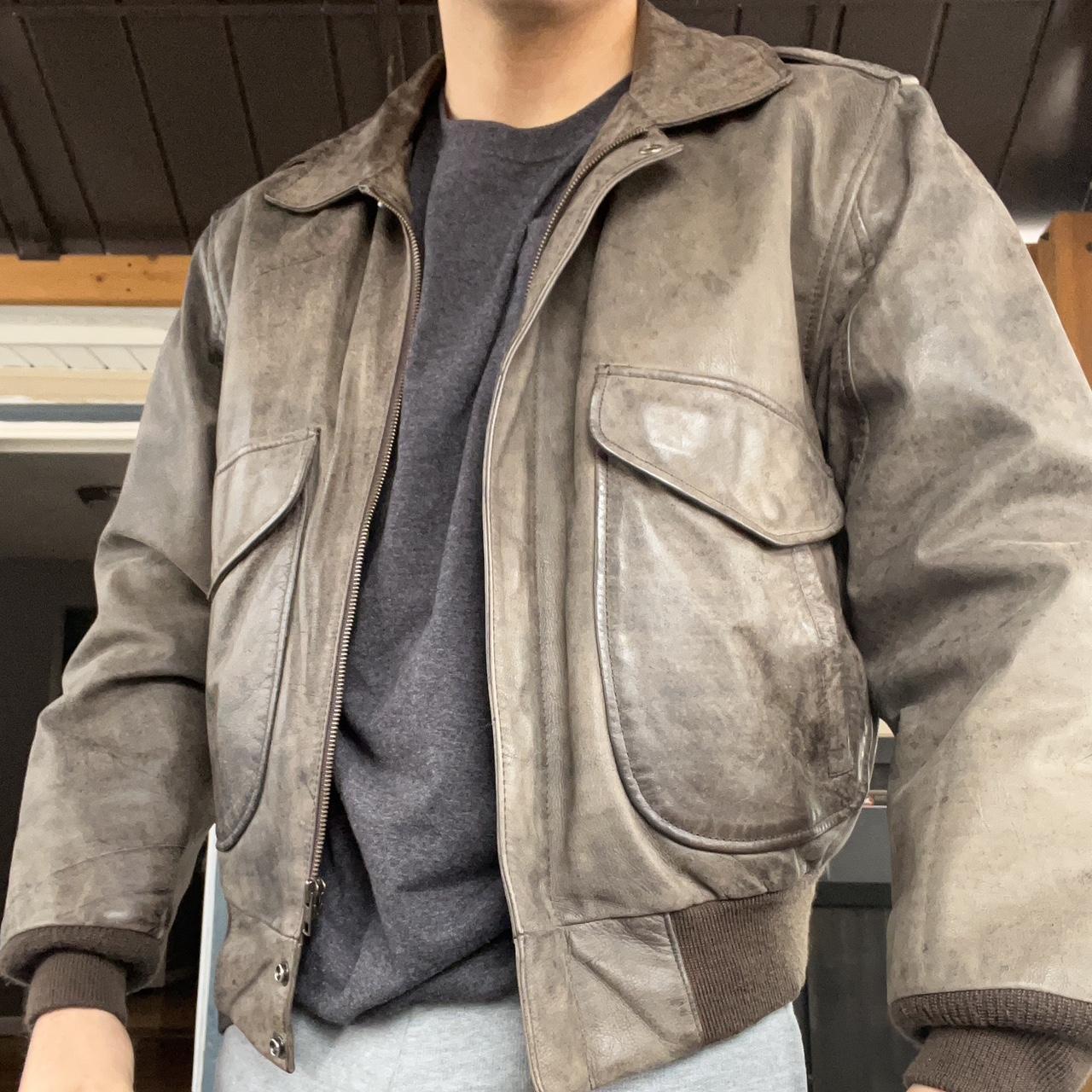 Old School Leather Jacket -easily the sexiest one I... - Depop