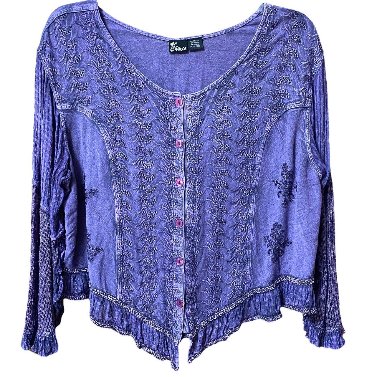 Y2K Fairy WhimsyGoth Purple Eyelet Blouse Brand-... - Depop