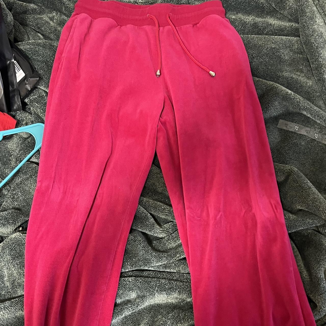 Hot pink velour tracksuit bottoms Fit a size S or M - Depop