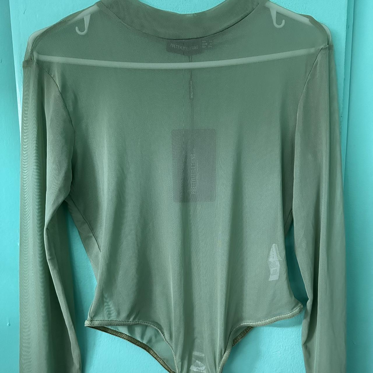 Mesh Sage Green Bodysuit From Prettylittlething Depop