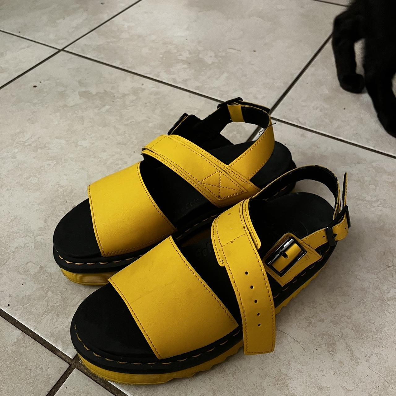 Yellow doc martens sandals V comfy worn only a few Depop