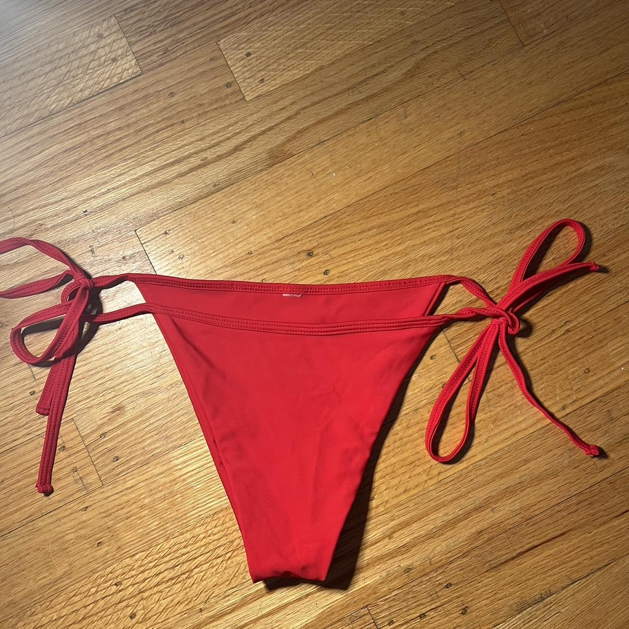 super cute bright red bikini bottems!! disclaimer... - Depop