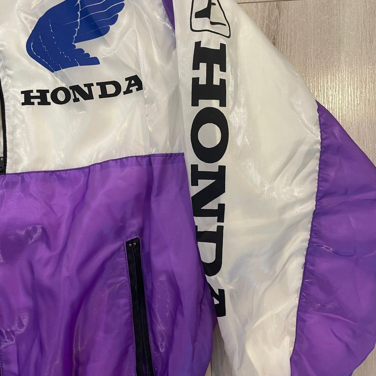 Honda light puffer jacket in white purple vintage... - Depop