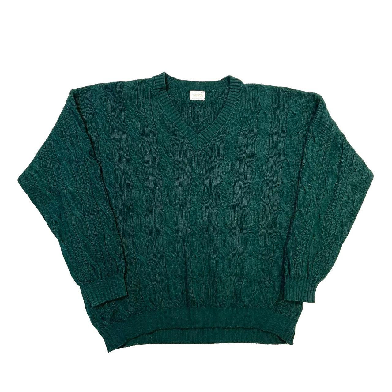 United Colors of Benetton bottle green cable knit... - Depop