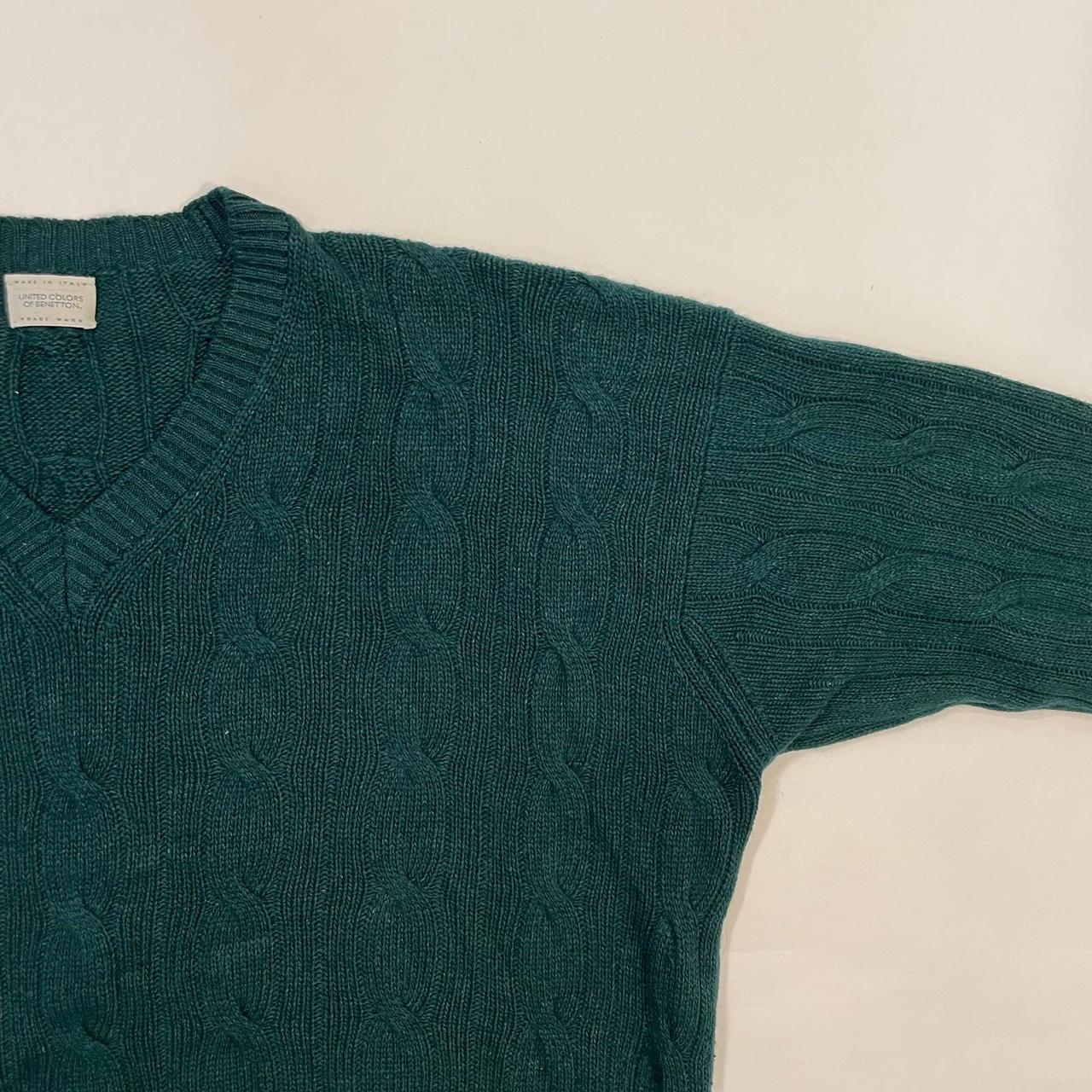 United Colors of Benetton bottle green cable knit... - Depop