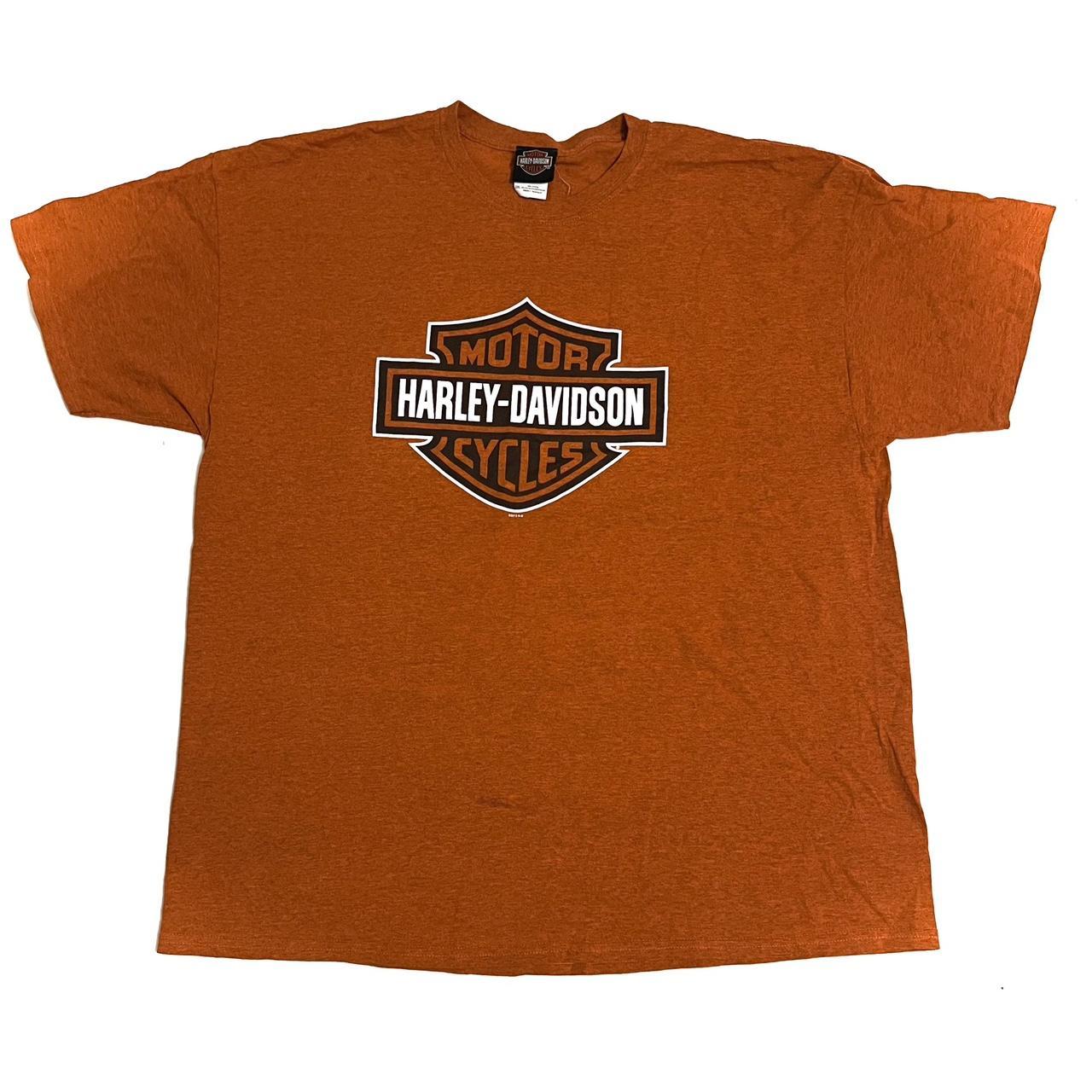 Harley Davidson Men's Orange T-shirt | Depop