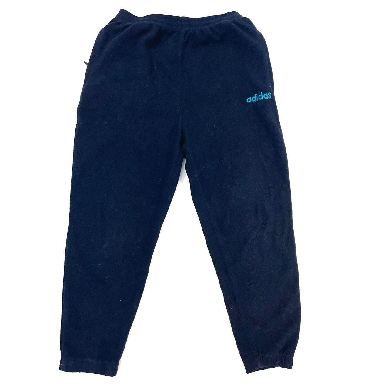 Vintage Adidas Navy Fleece Sweatpants Sportswear 90s... - Depop