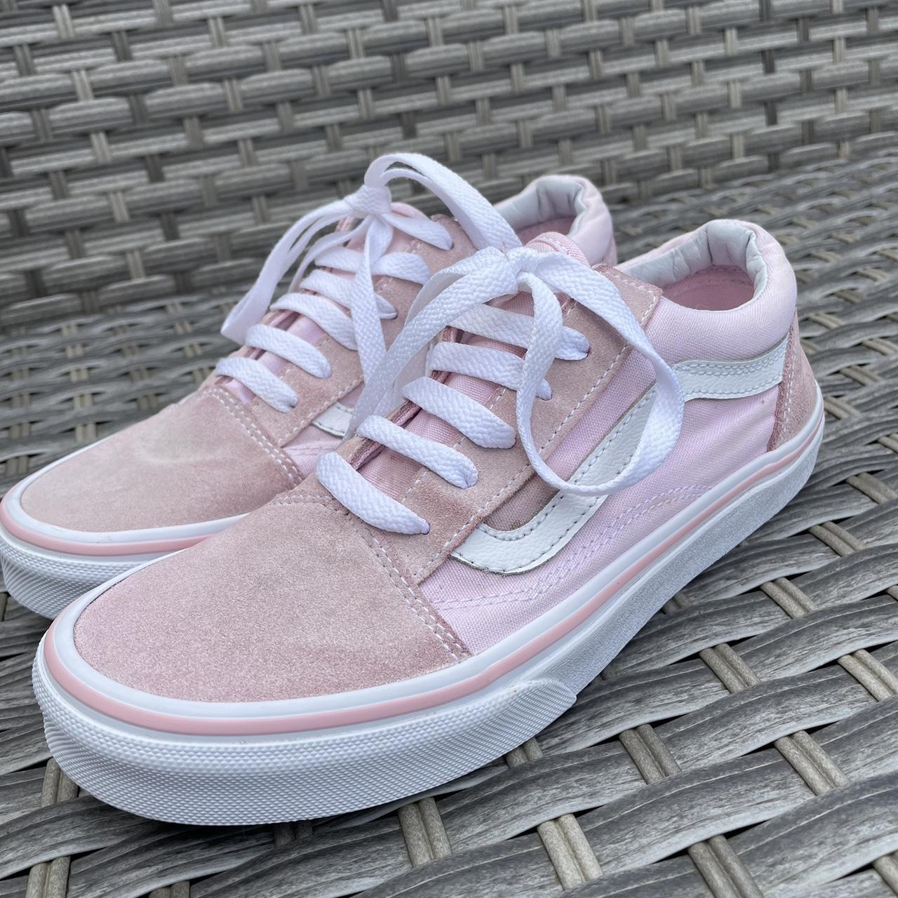 vans old skool vans pink and white trainers size. Depop