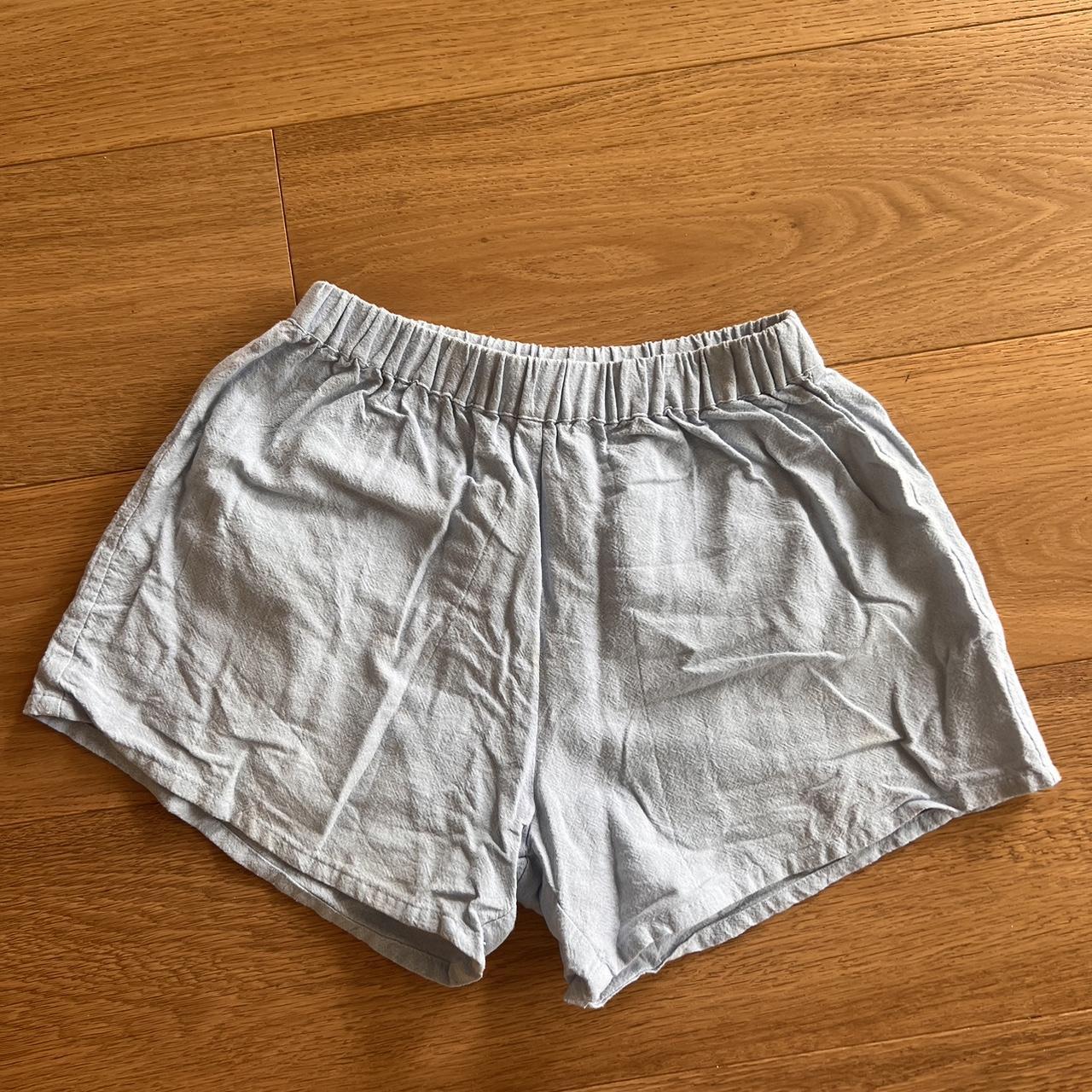 Soft blue 100% linen shorts S/m size Would fit size 8 - Depop