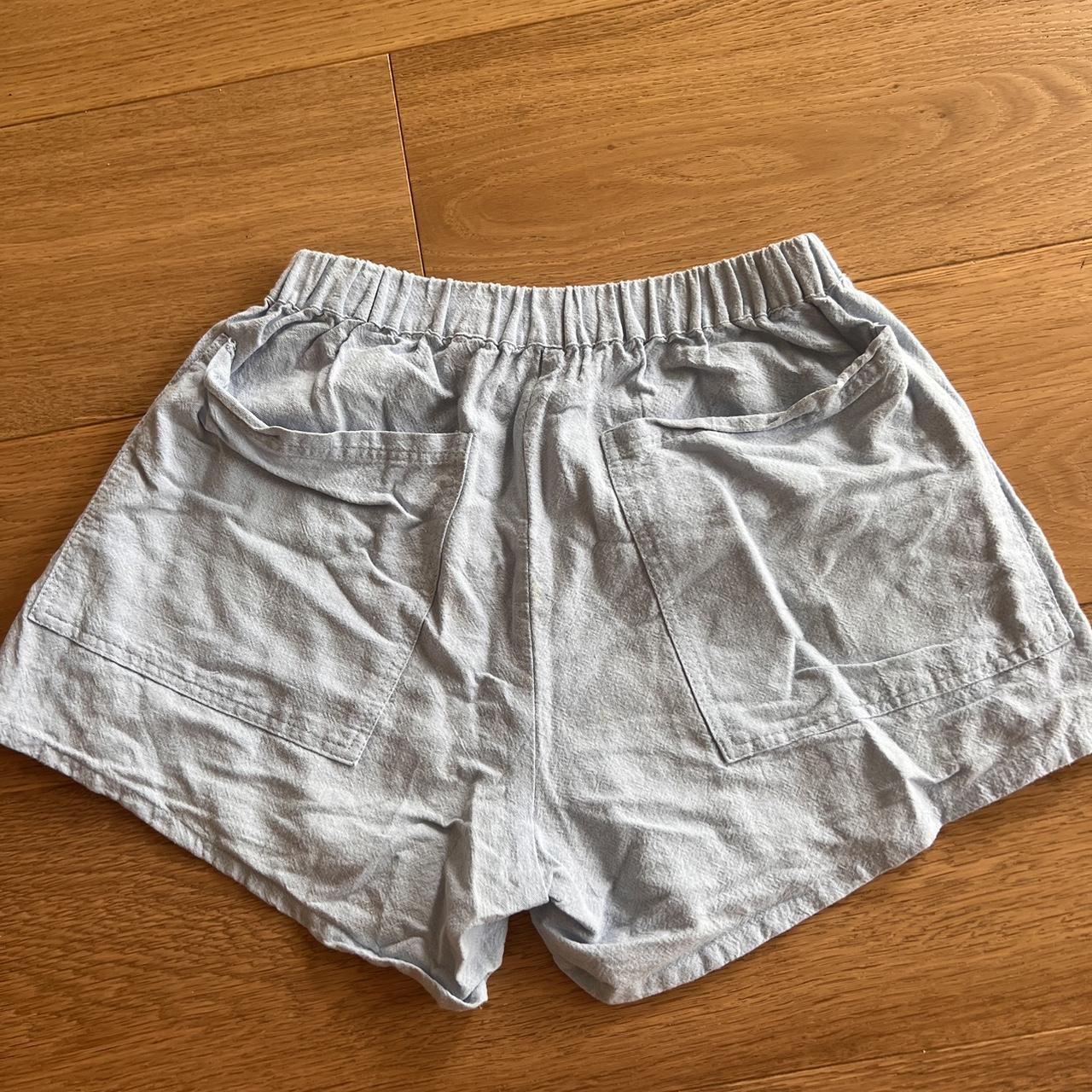 Soft blue 100% linen shorts S/m size Would fit size 8 - Depop