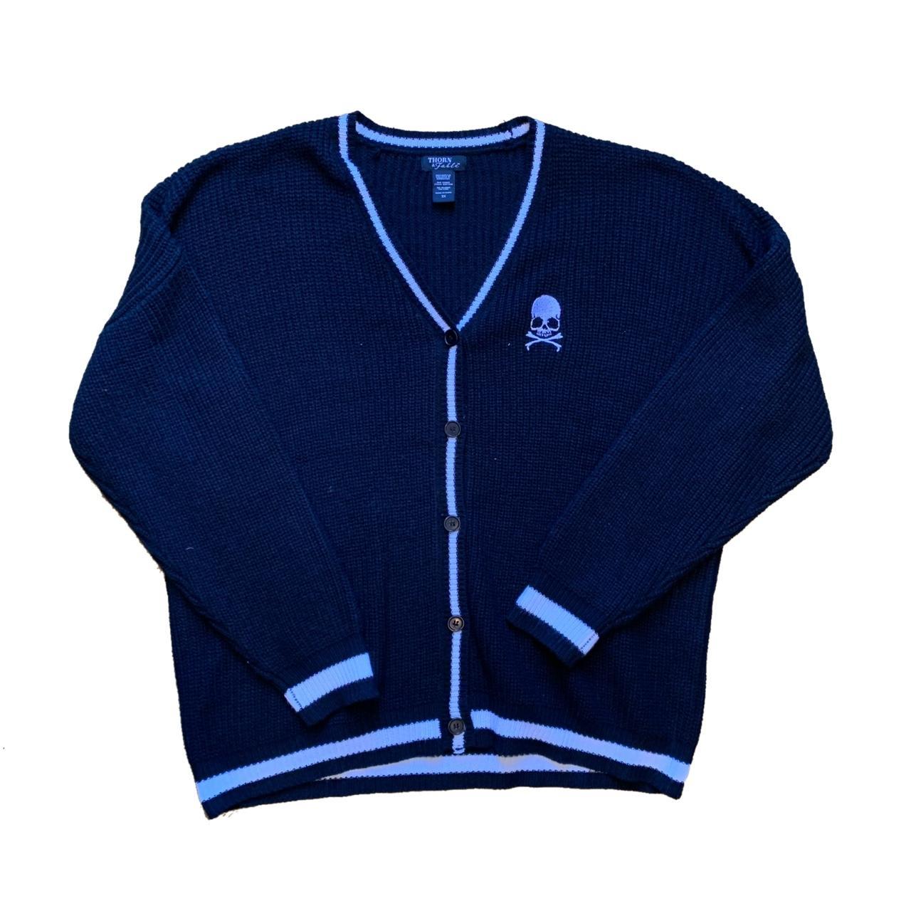 Skull button cardigan from Hot Topic's thorn and... - Depop