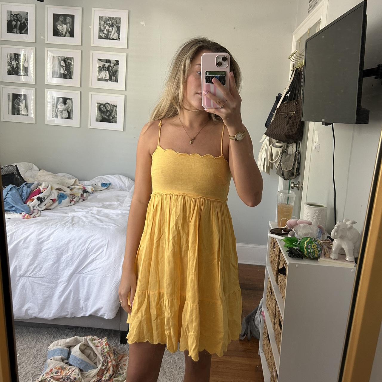 Asos Yellow Scalloped Sundress With A Cut Out- So - Depop