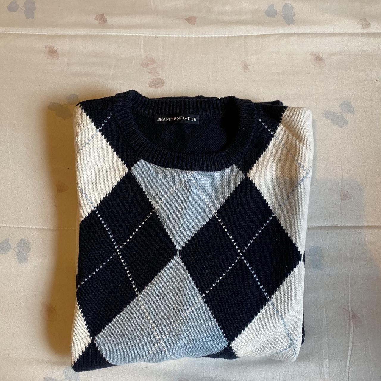 Brandy Melville Argyle sweater Worn in excellent... Depop