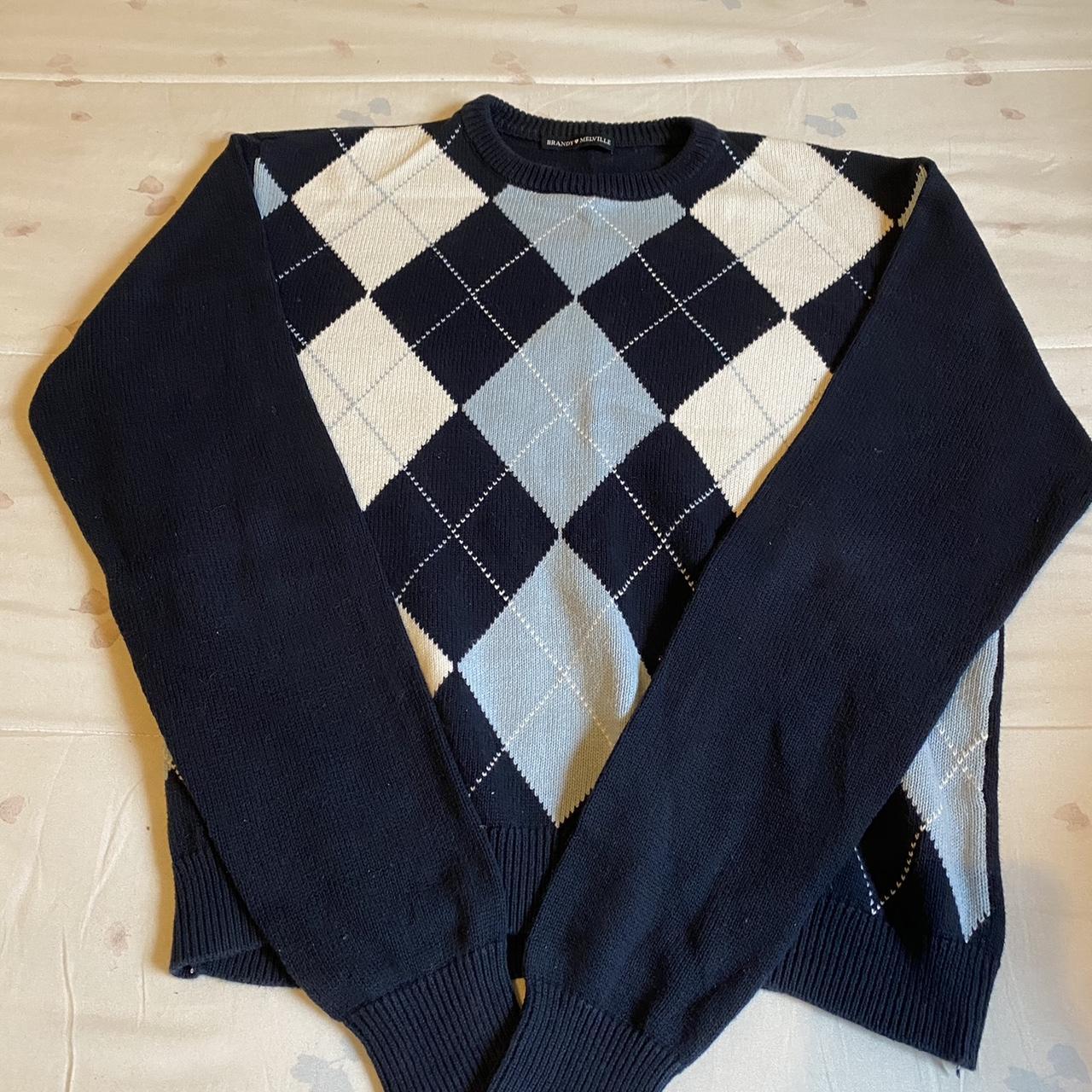 Brandy Melville Argyle sweater Worn in excellent... - Depop