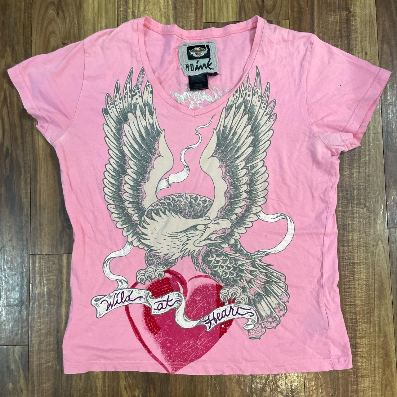 Harley Davidson Women's Pink T-shirt | Depop