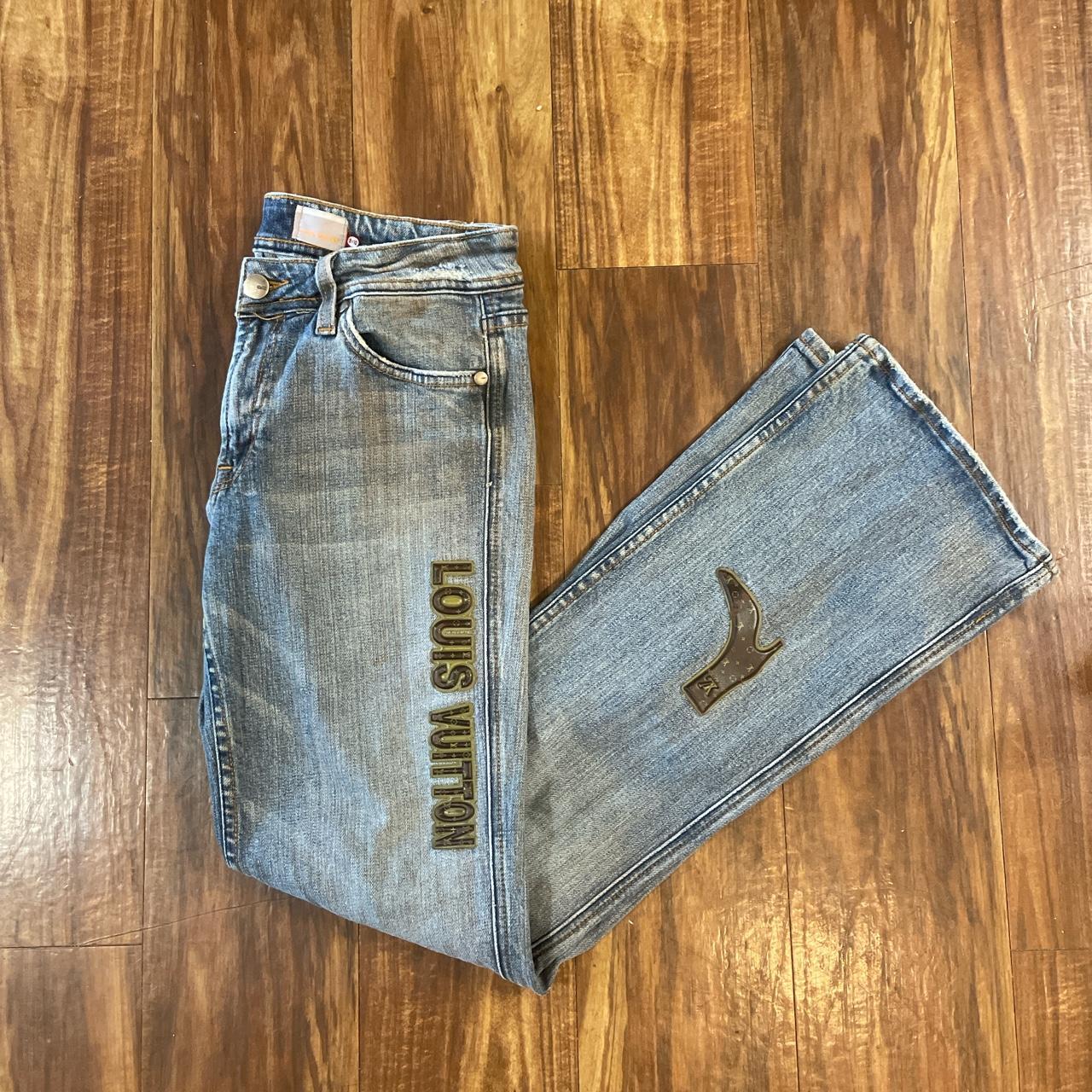 Louis Vuitton Women's Blue and Brown Jeans Depop