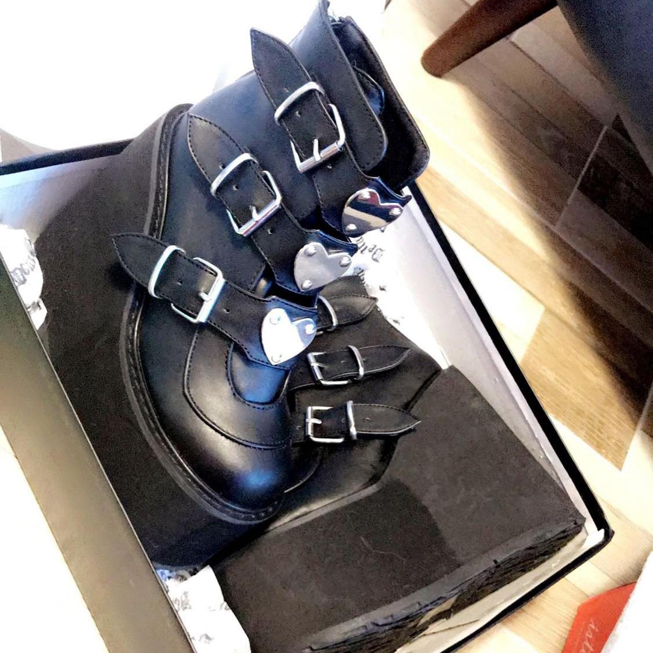 Black demonia boots In Perfect condition wore out... - Depop