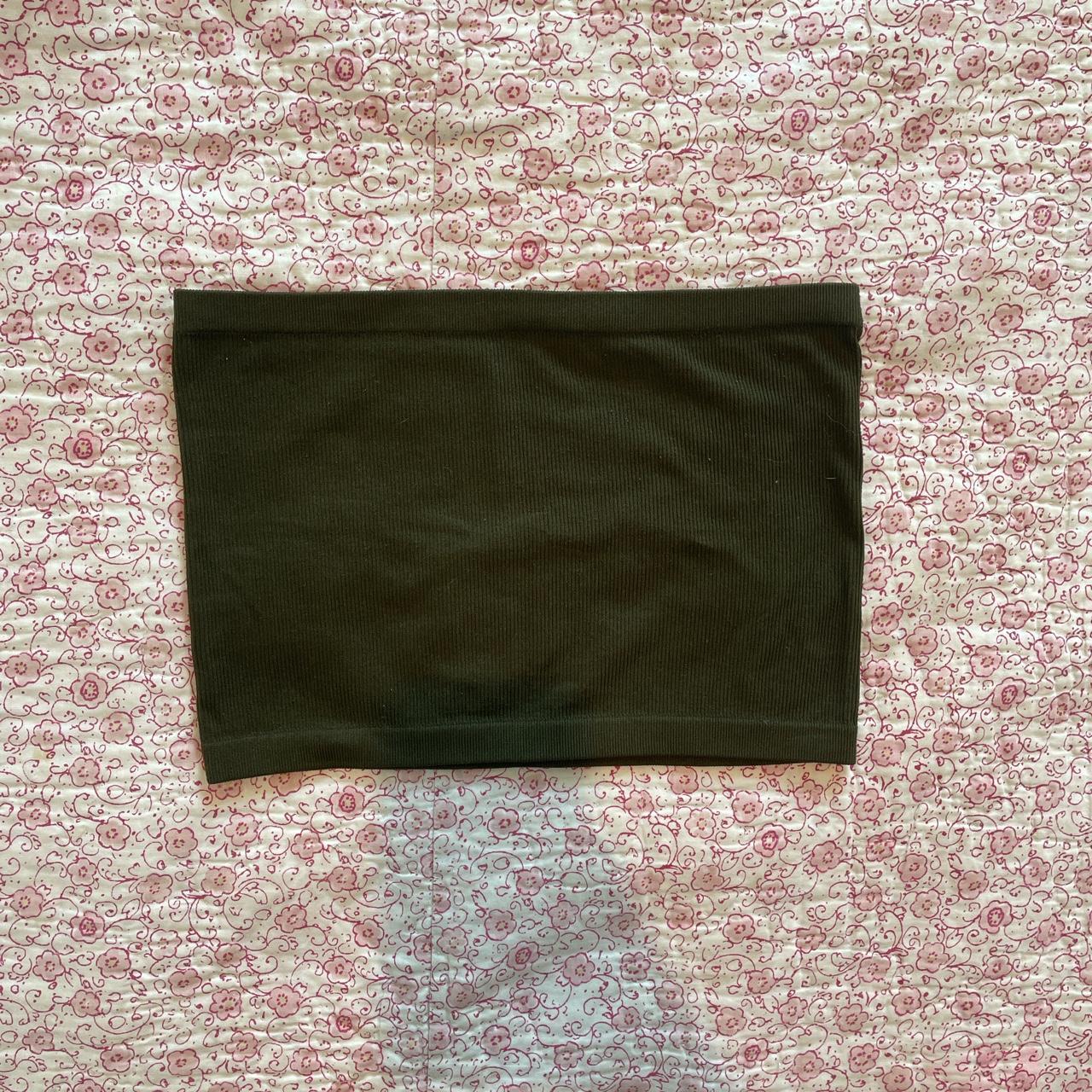 army green ribbed tube top from bozzolo marked size... - Depop
