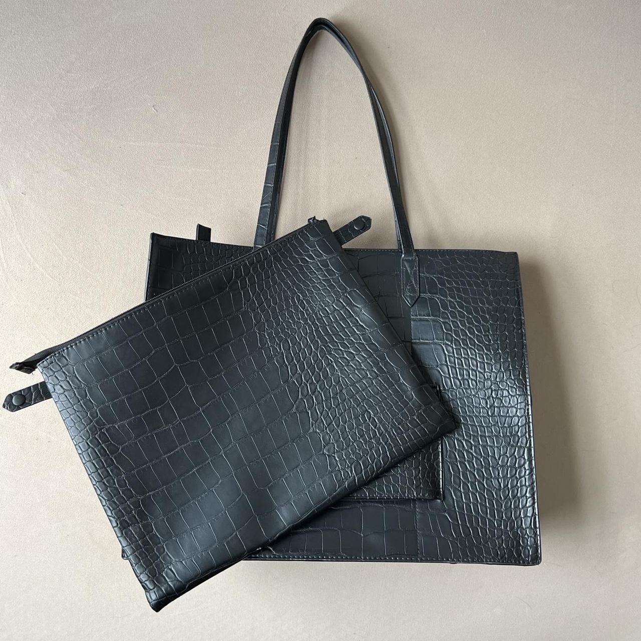 BEIS large work tote in Black Croc w/ laptop case - Depop