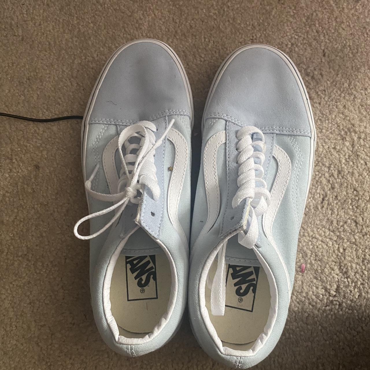 Light blue old skool vans, in perfect condition and... - Depop