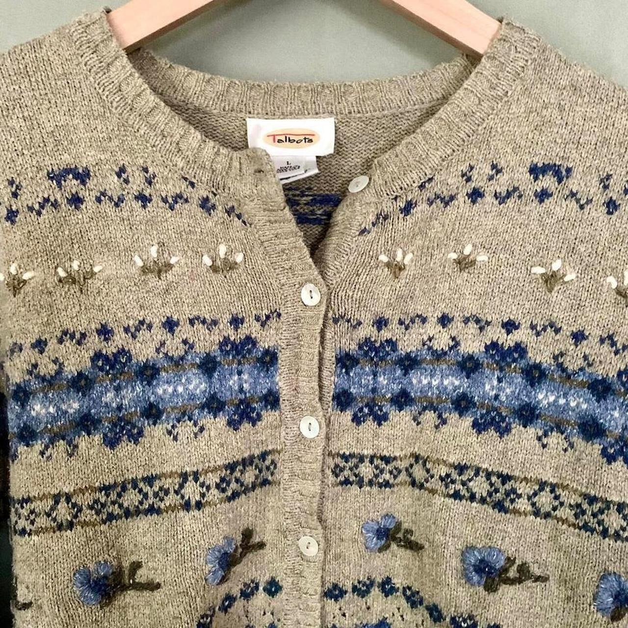 Grandma Cottagecore Stripe Knit Cardigan with... Depop