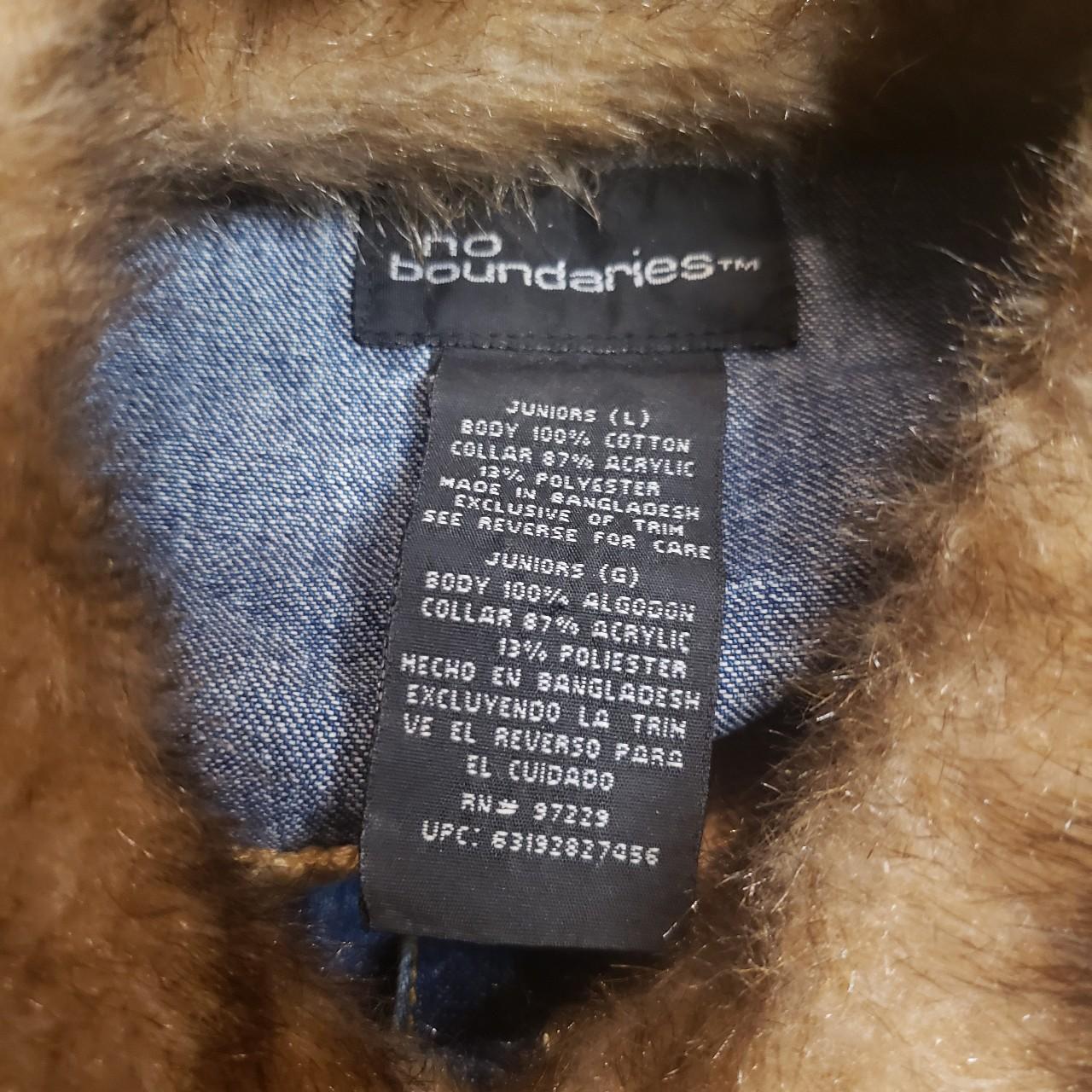 no boundaries fur jacket large in juniors - Depop