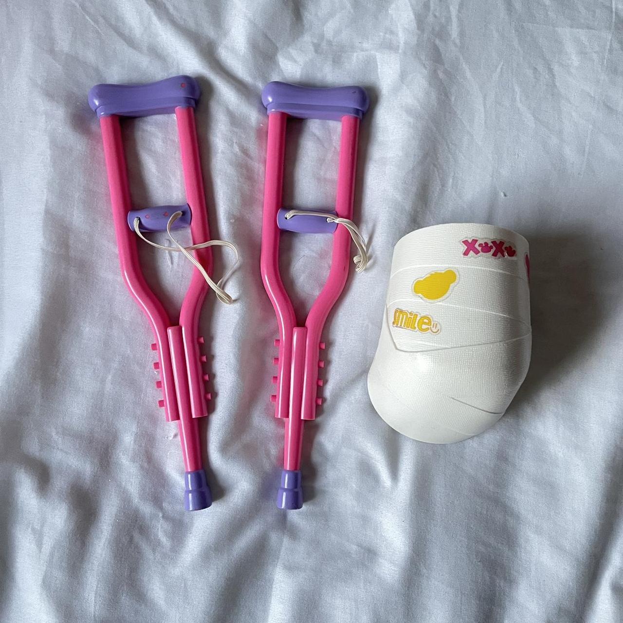 Build a Bear Pink Purple Crutches and White Cast - Depop