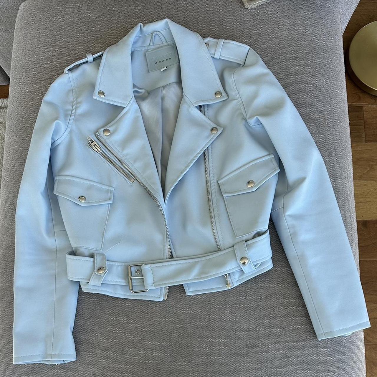 Blank nyc blue leather jacket best sale